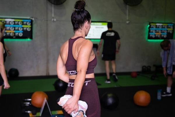 female athlete stretching